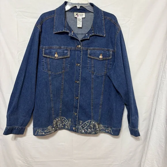 Maggie Sweet embroidered beads and sequin denim jacket - Picture 2 of 8